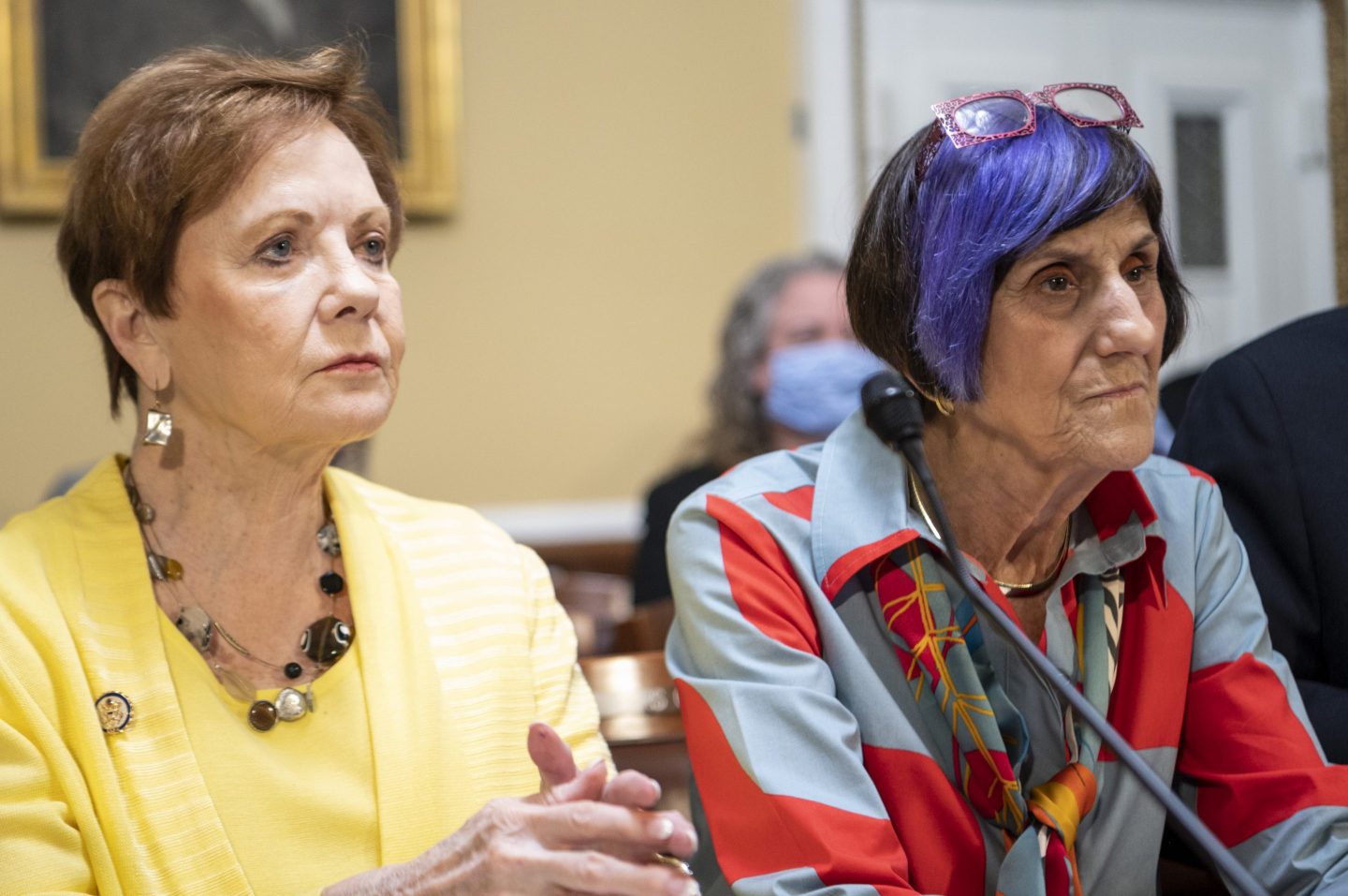 House Appropriations Committee chairwoman Rosa DeLauro, D-Conn., right, speaks and ranking member Kay Granger, R-Texas