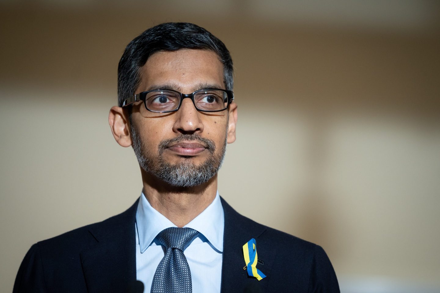 Sundar Pichai, pictured in March 2022, announced mass layoffs at Google parent company Alphabet in January 2023.