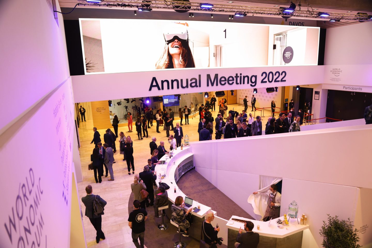 Attendees inside the Congress Center on the closing day of the World Economic Forum (WEF) in Davos, Switzerland, on May 26, 2022.