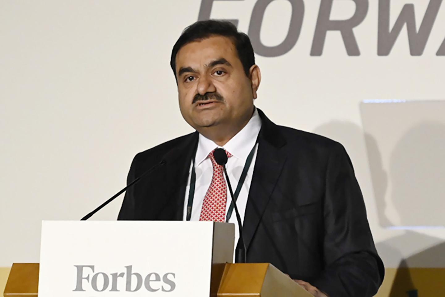 Gautam Adani speaking at a conference