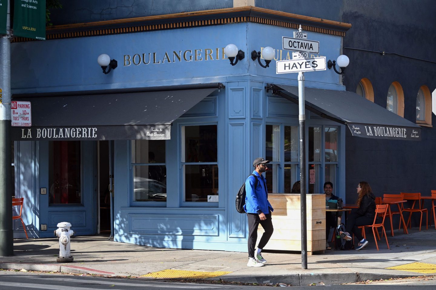 Pedestrians walk in the Hayes Valley neighborhood of San Francisco