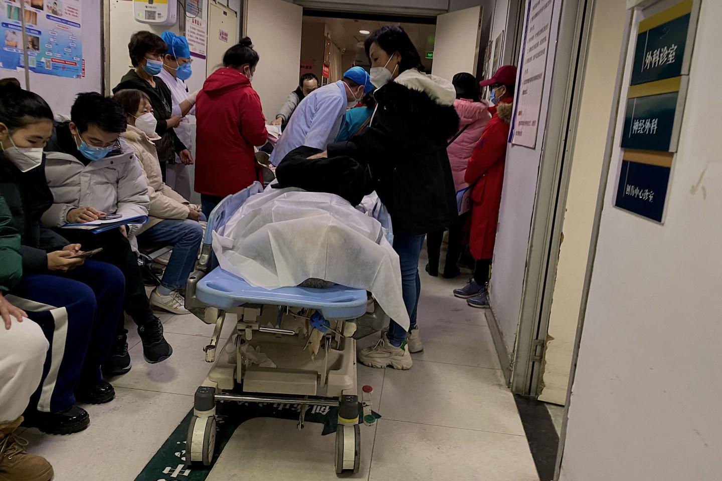 Cities across China have struggled with surging COVID infections. Above, a scene from Tianjin First Center Hospital in Tianjin on Dec. 28.