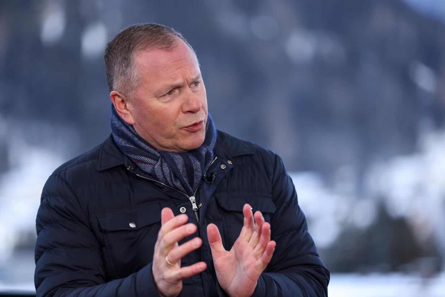 Nicolai Tangen, chief executive of Norway's sovereign wealth fund, speaking during an interview at Davos