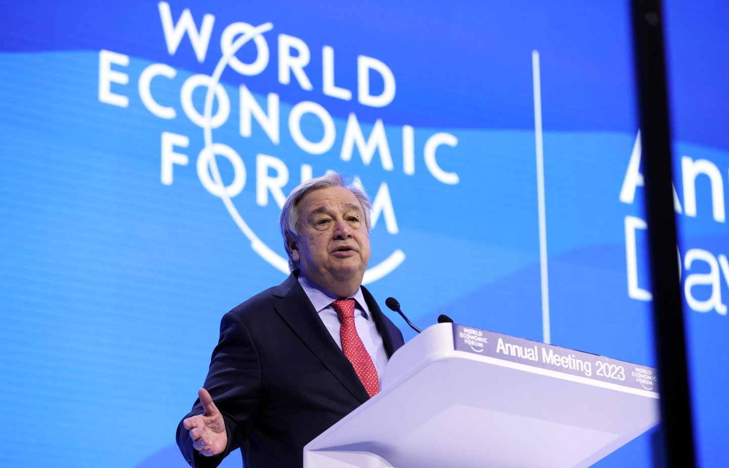 Secretary-General of the United Nations, Antonio Guterres speaking at Davos 2023