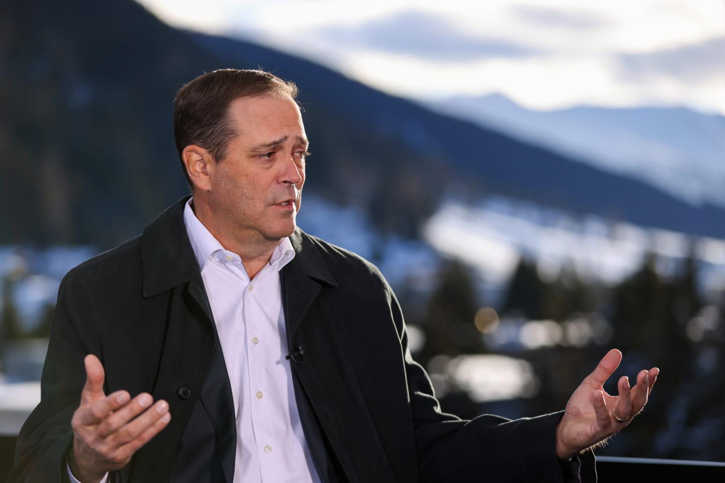 Chuck Robbins, chief executive officer of Cisco Technologies Inc., during a Bloomberg Television interview on day two of the World Economic Forum (WEF) in Davos, Switzerland, on Wednesday, Jan. 18, 2023.