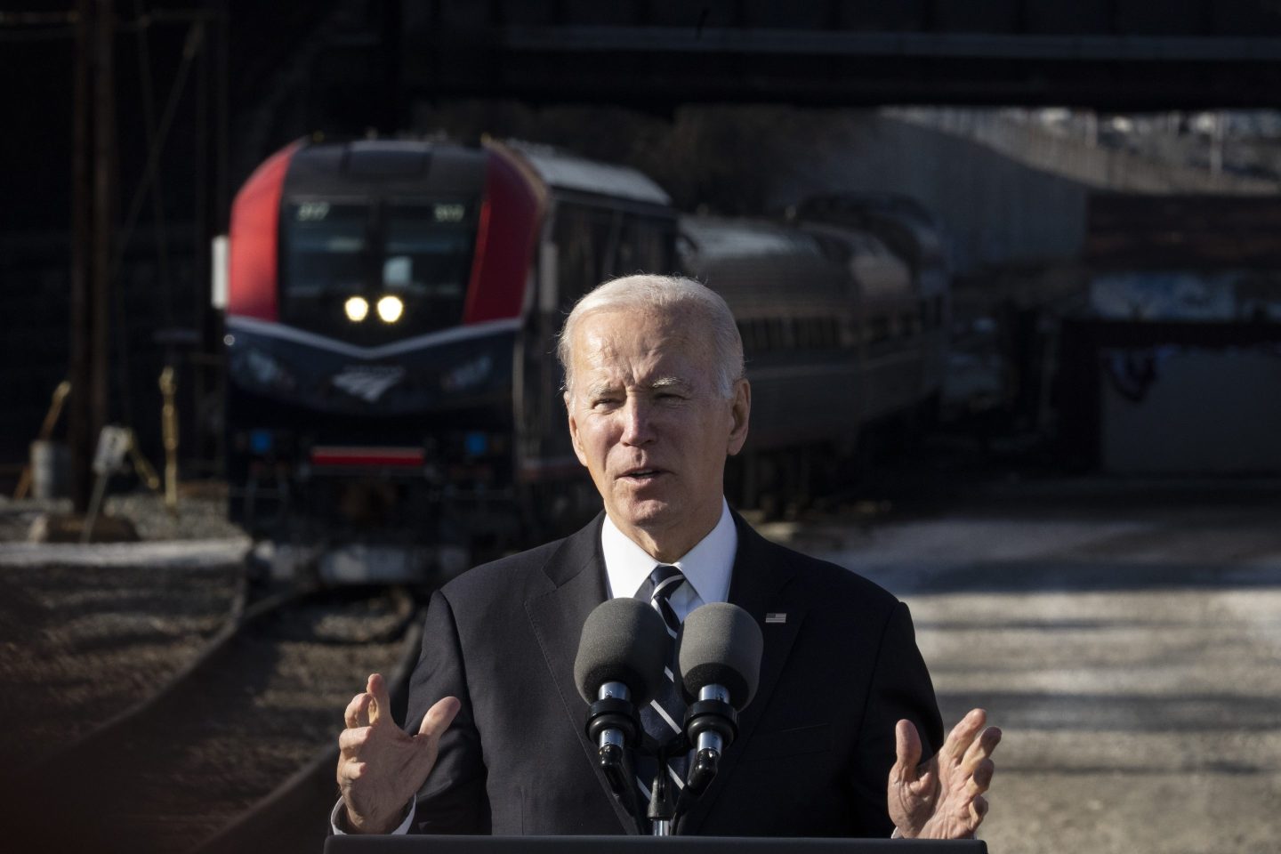 President Joe Biden at the Baltimore and Potomac Tunnel.