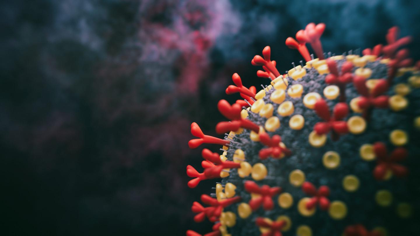 COVID-19 pandemic - 3d rendered image Hologram view on black background