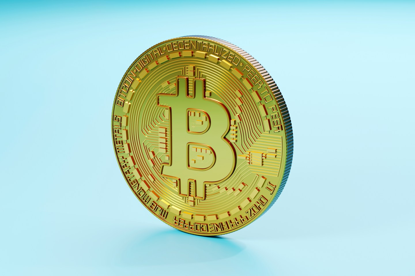 A Bitcoin coin, 3D Illustration.