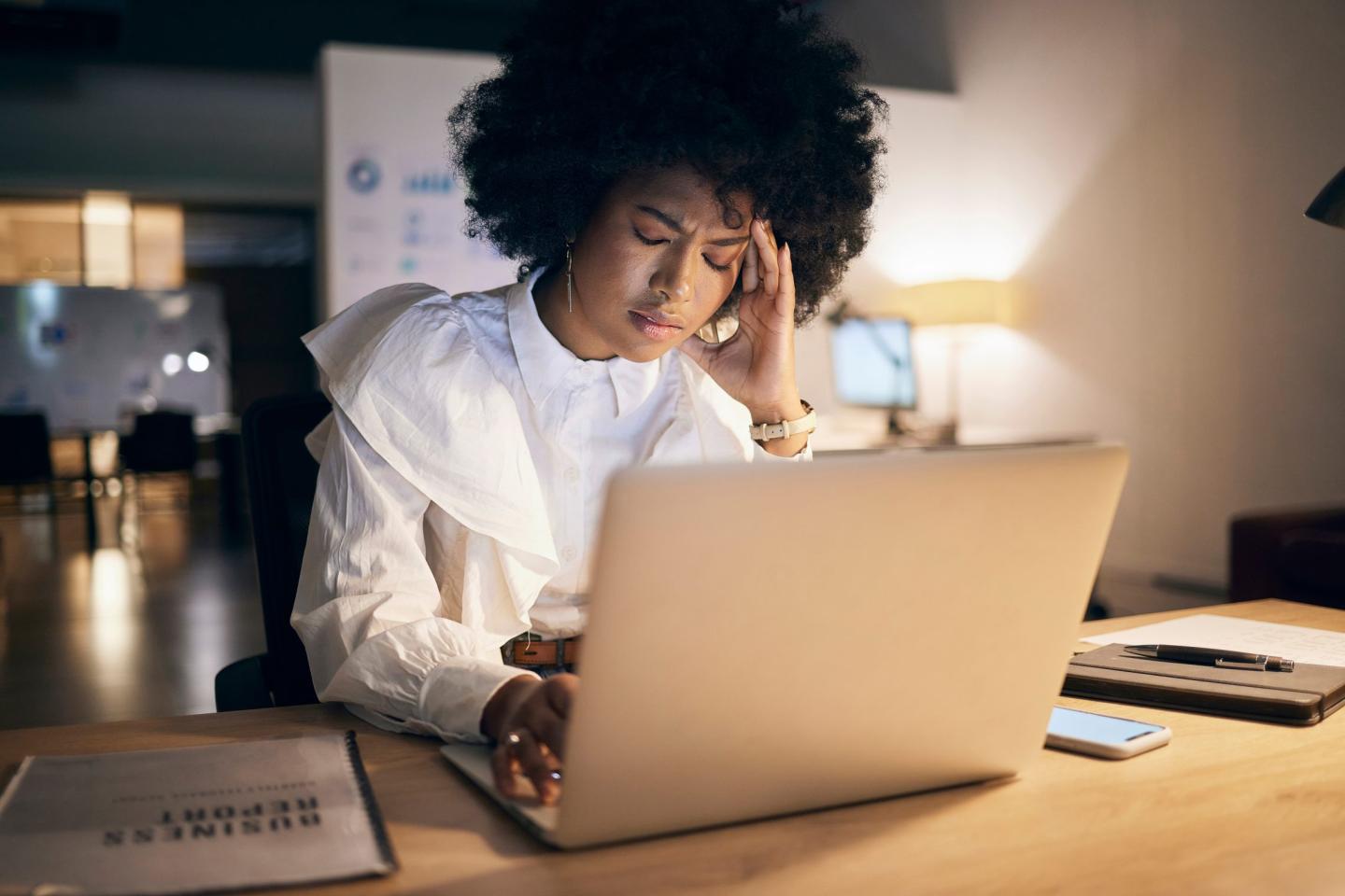 Stressed out woman at work