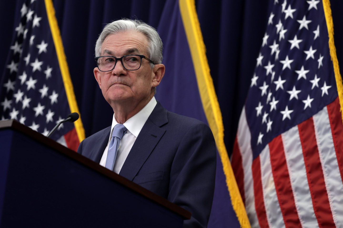 Federal Reserve Board Chairman Jerome Powell speaks during a news conference after a Federal Open Market Committee meeting on December 14, 2022 in Washington, DC.