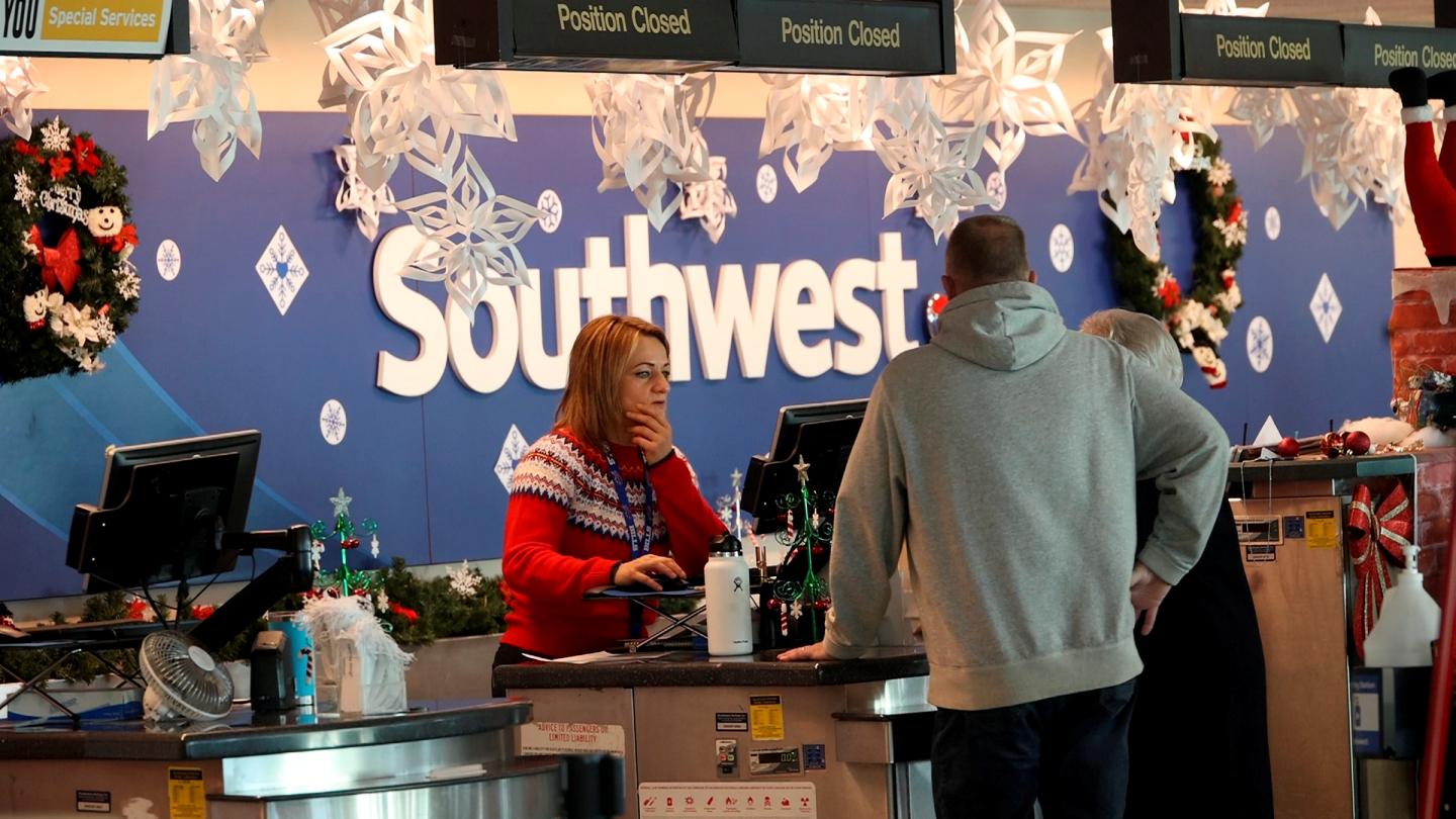 The Southwest Airlines counter at Long Island MacArthur Airport in Ronkonkoma, NY.