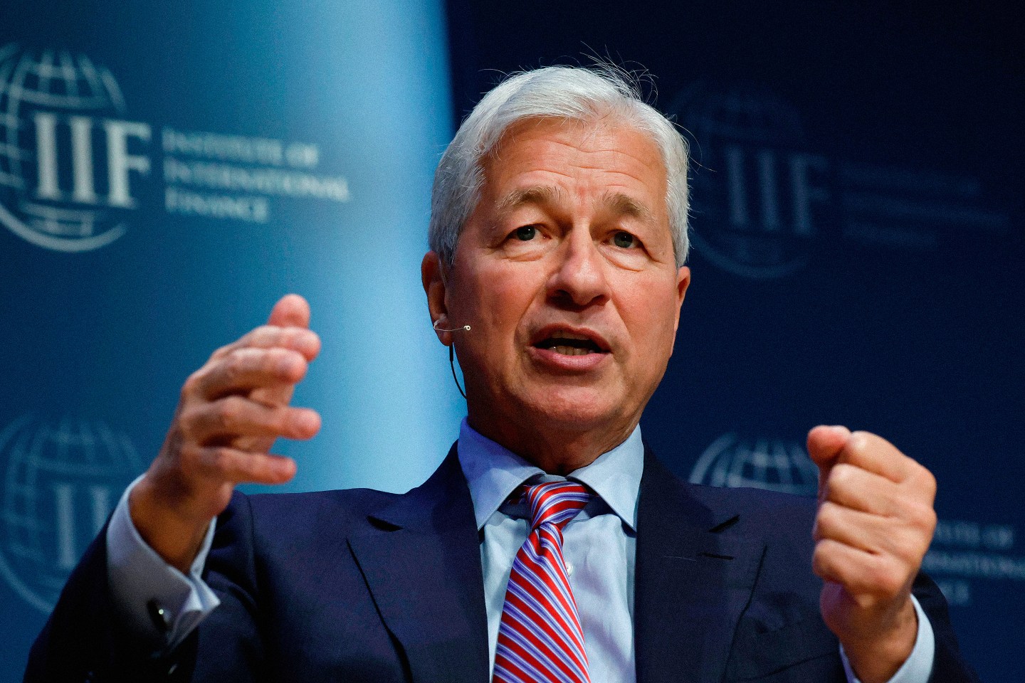 JPMorgan Chase CEO Jamie Dimon speaks at Institute of International Finance (IIF) annual membership meeting in Washington DC.