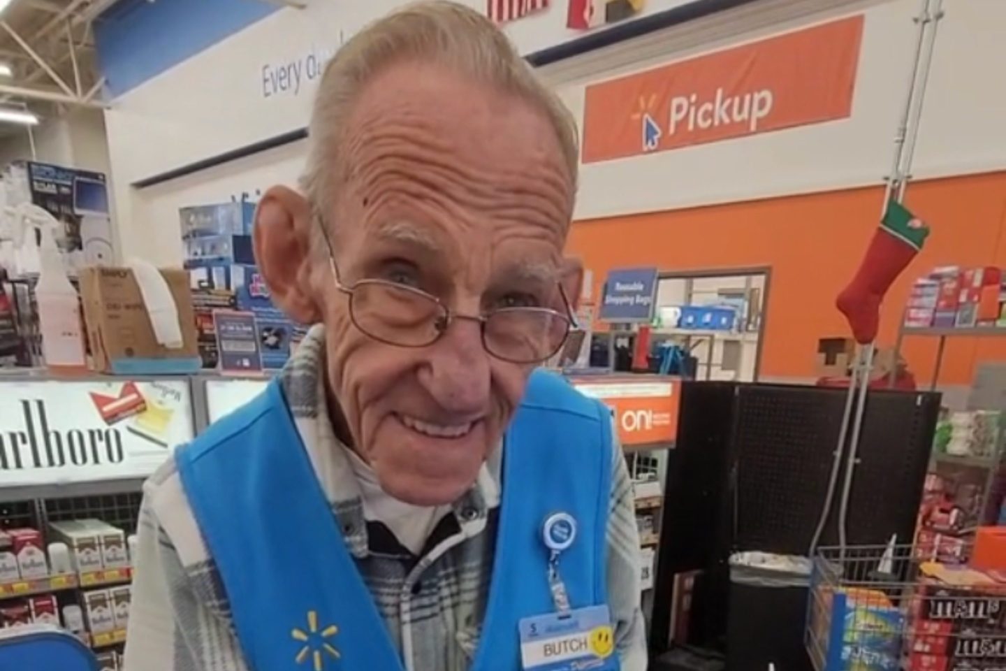 Screengrab from TikTok video showing Walmart worker Butch Marion