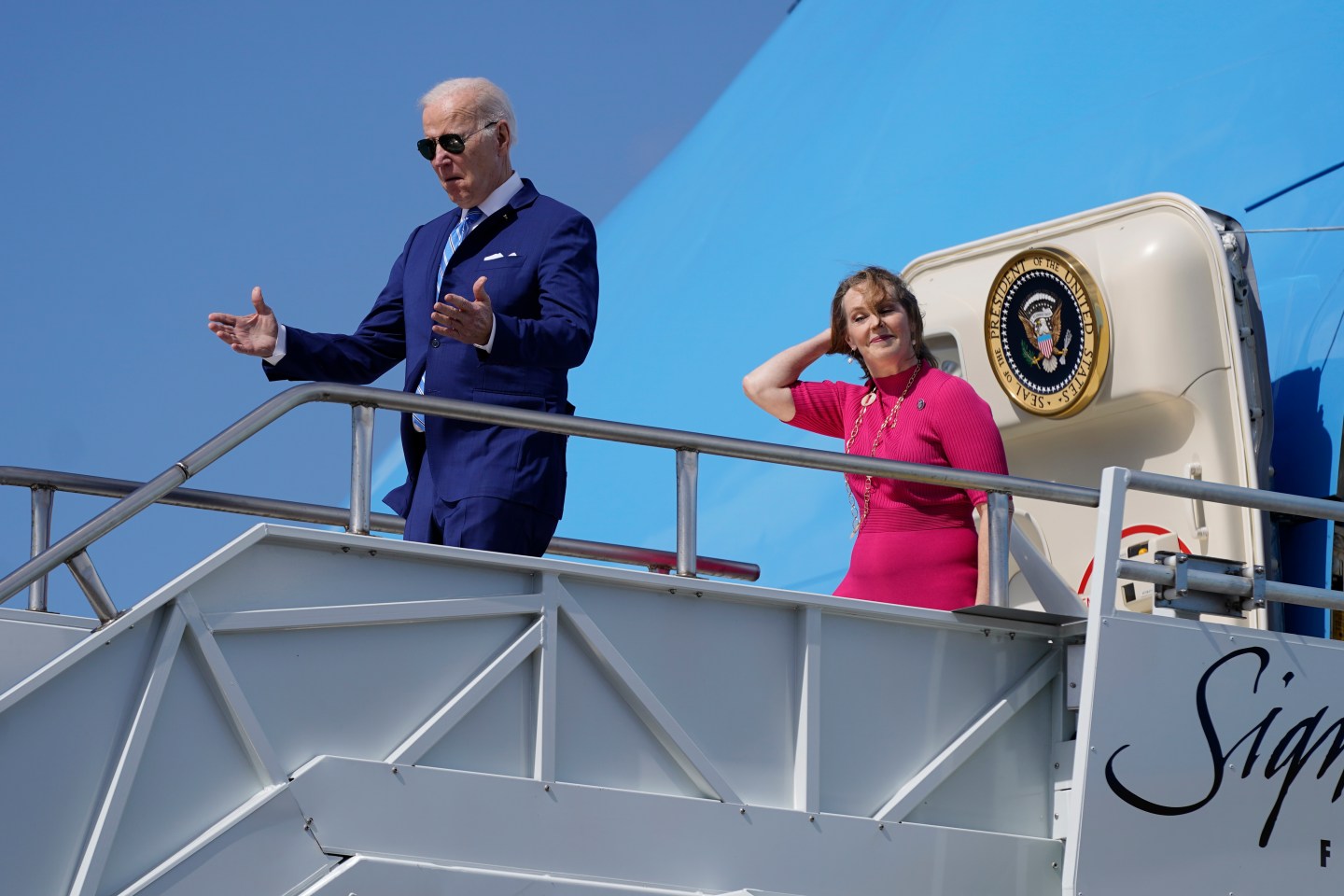 President Joe Biden exiting a plane.