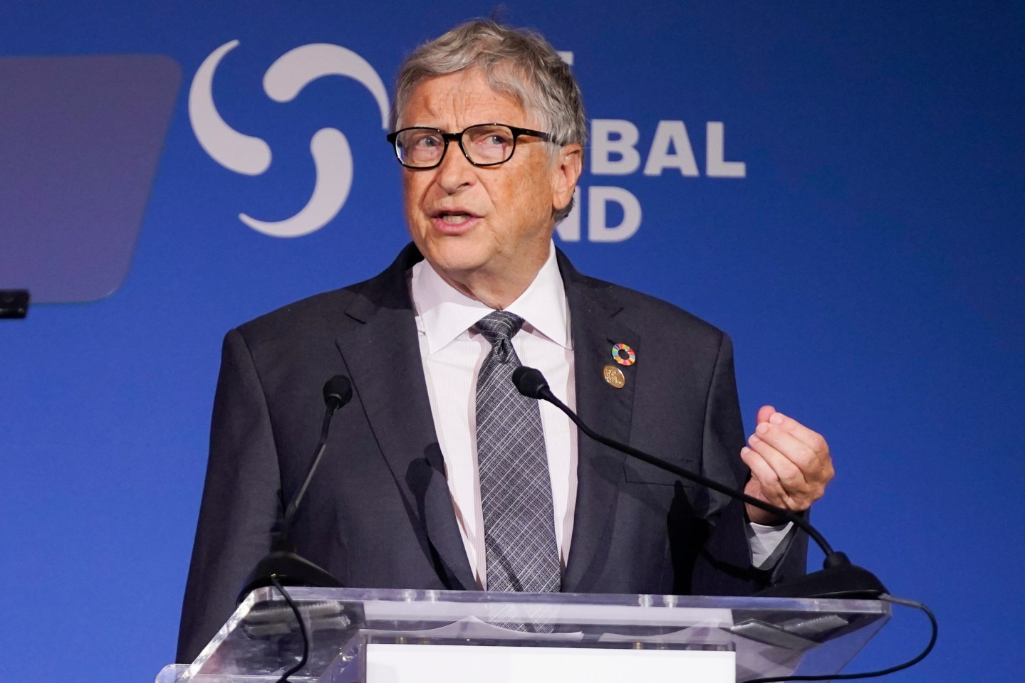 Bill Gates speaks during the Global Fund's Seventh Replenishment Conference, Wednesday, Sept. 21, 2022, in New York.