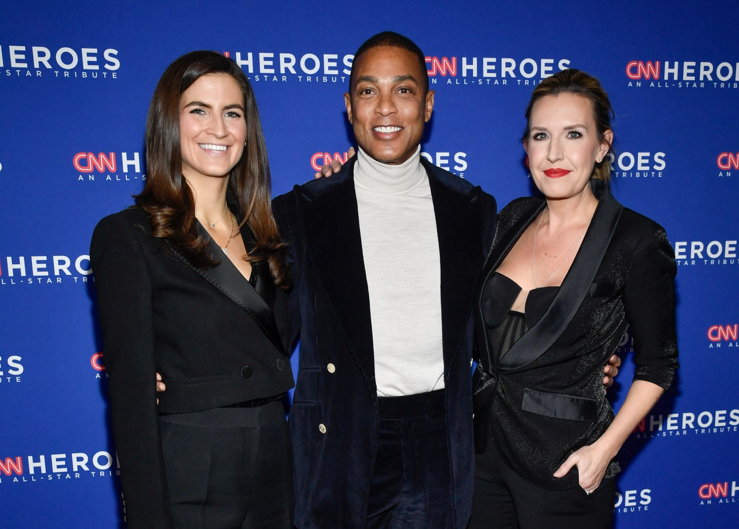 CNN anchors Kaitlan Collins, from left, Don Lemon and Poppy Harlow appear at the 16th annual CNN Heroes All-Star Tribute on Dec. 11, 2022 in New York.