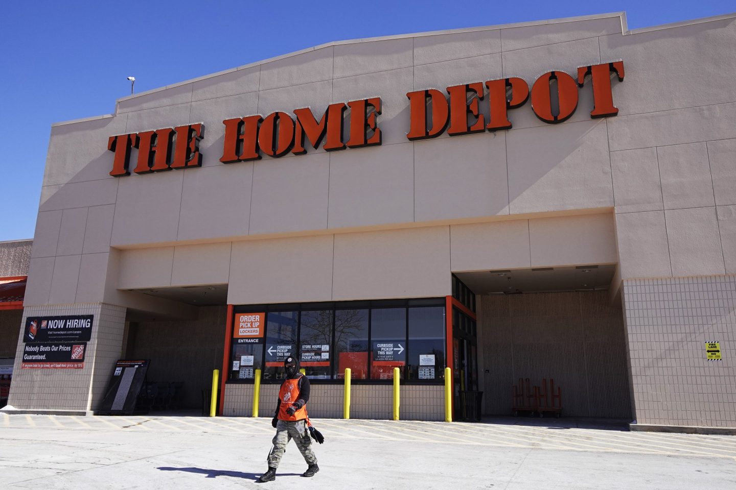 A view of the exterior of the Home Depot improvement store, in Niles, Ill., Saturday, Feb. 19, 2022.
