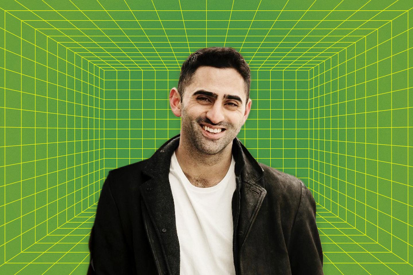 A headshot of Omer Goldberg, CEO and founder of Chaos Labs, superimposed over green background.