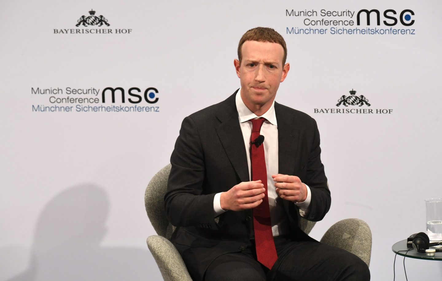Founder and CEO of Facebook Mark Zuckerberg at the 56th Munich Security Conference in 2020.