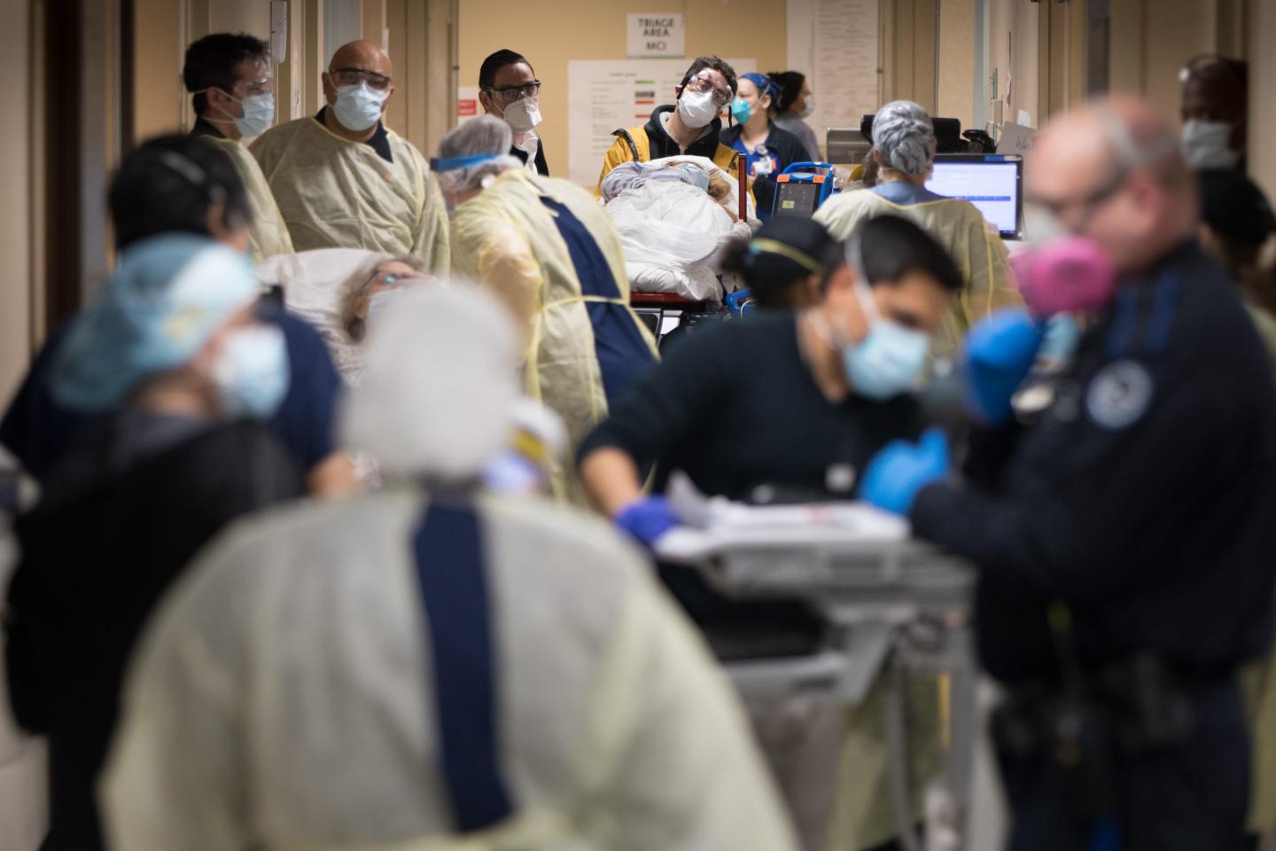 A busy emergency department at a hospital in New York state in 2020