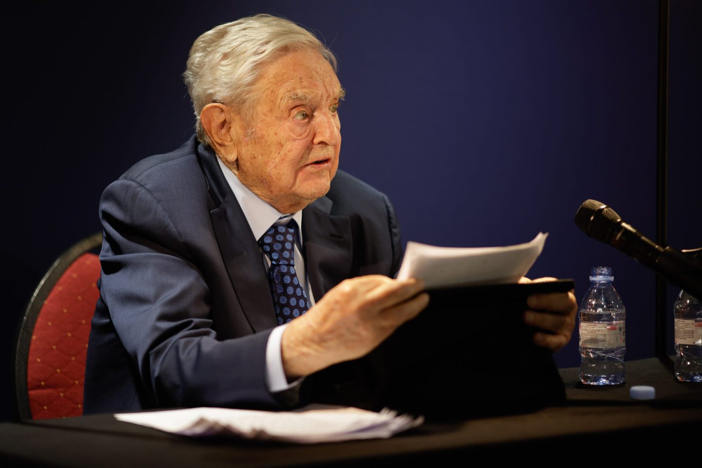 George Soros, billionaire and founder of Soros Fund Management LLC, speaks at an event on day two of the World Economic Forum (WEF) in Davos, Switzerland on May 24, 2022.