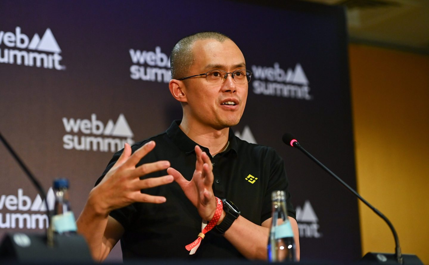 Changpeng Zhao, cofounder and CEO of Binance, during day one of Web Summit 2022 at the Altice Arena in Lisbon.