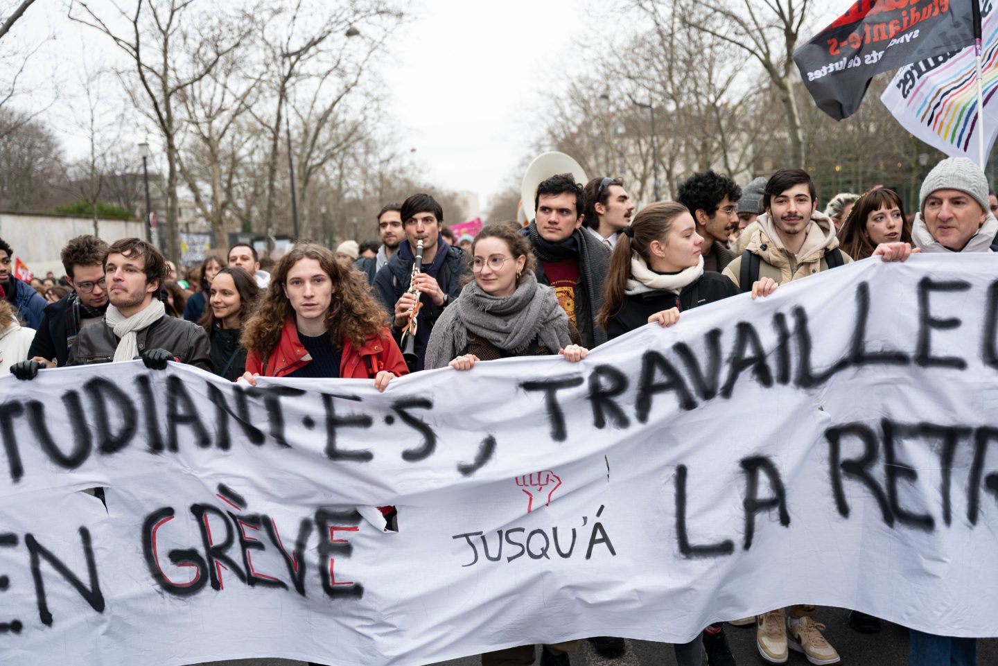 Students protesting in Paris.