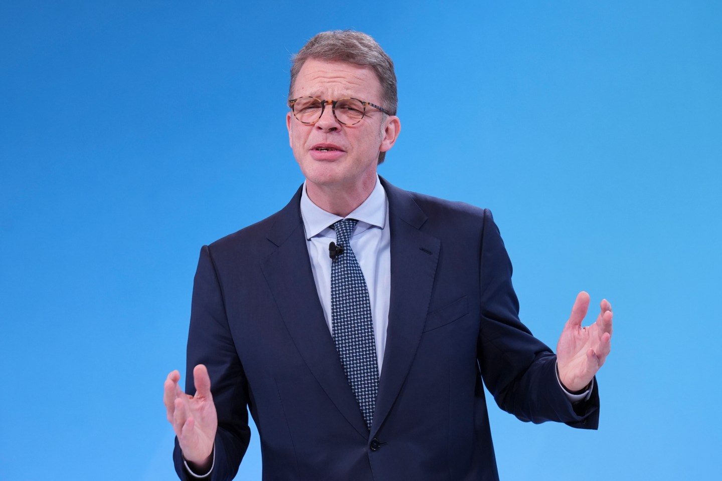 Christian Sewing, CEO of Germany’s Deutsche Bank, speaks at its annual press conference on Feb. 2, 2023, in Frankfurt.