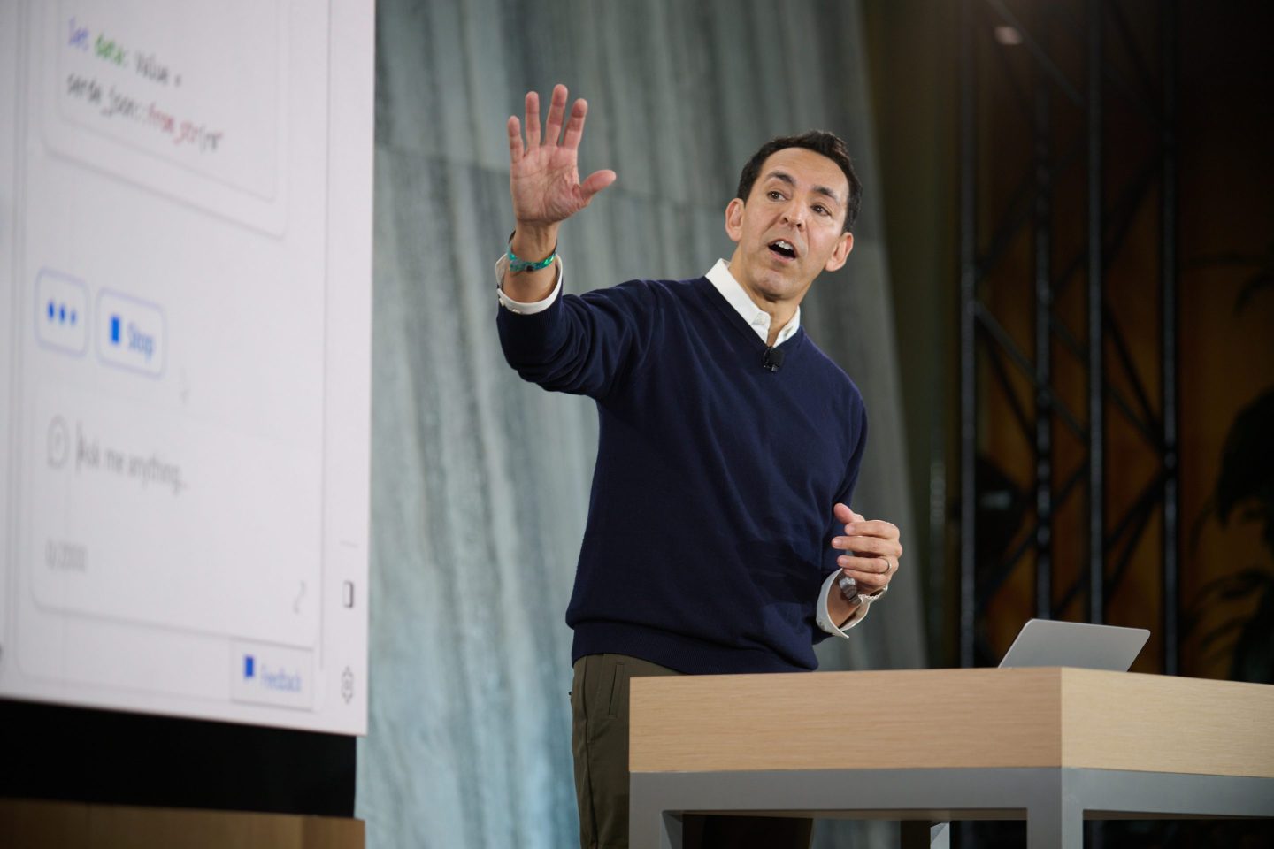 Yusuf Mehdi, vice president of the modern life and devices group of Microsoft Corp., speaks during an event at the company's headquarters in Redmond, Washington.
