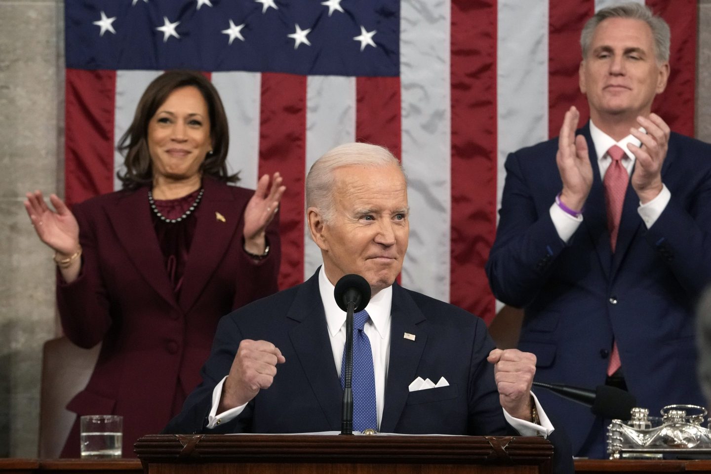 US President Joe Biden speaks during a State of the Union address at the US Capitol in Washington, DC, US, on Tuesday, Feb. 7, 2023.