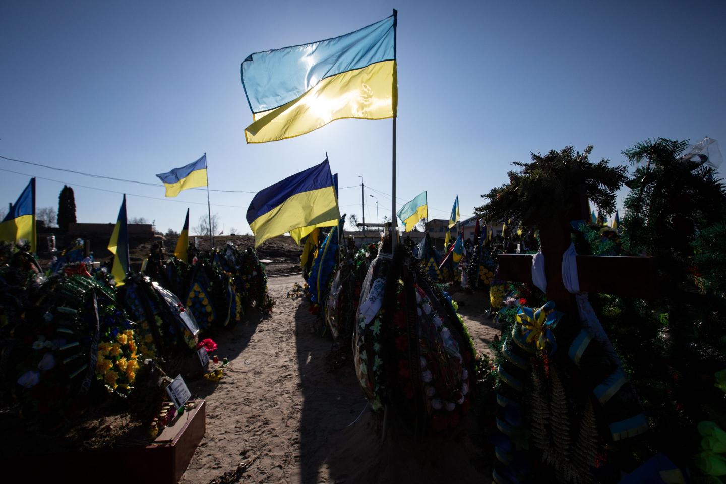 A view of the graves of Ukrainian soldiers who died in the Russian-Ukrainian war.