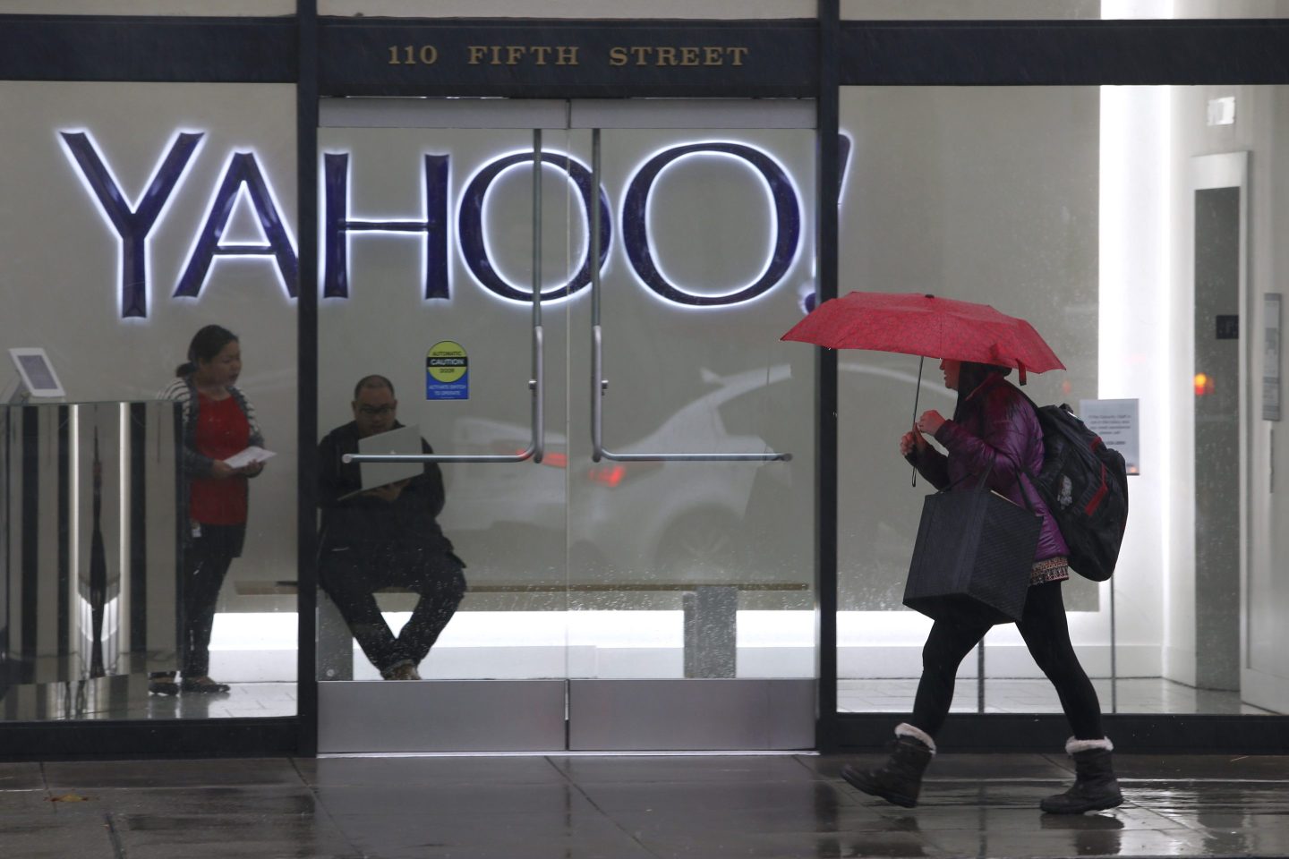 The entrance to the Yahoo office building is seen on Fifth Street in San Francisco, Calif. on Thursday, Dec. 15, 2016.