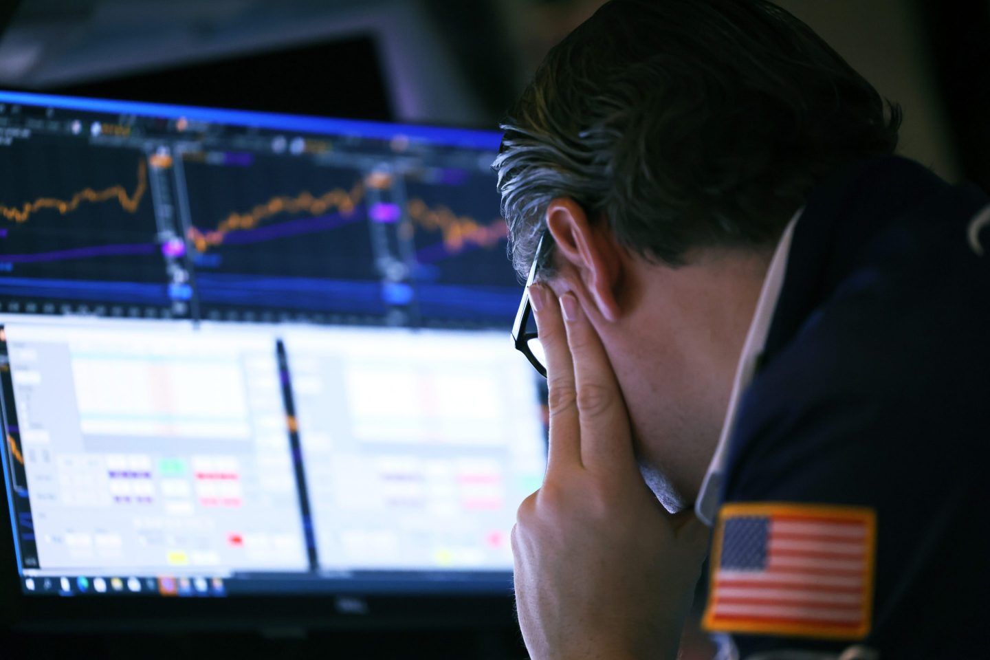 A trader on the floor of the New York Stock Exchange (NYSE) on Wednesday.