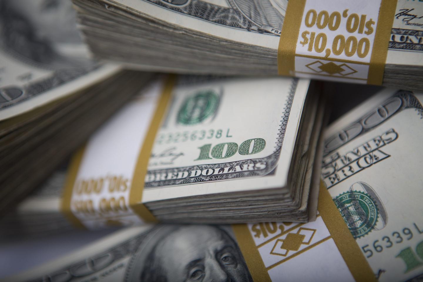 Stacks of U.S. $100 bills.