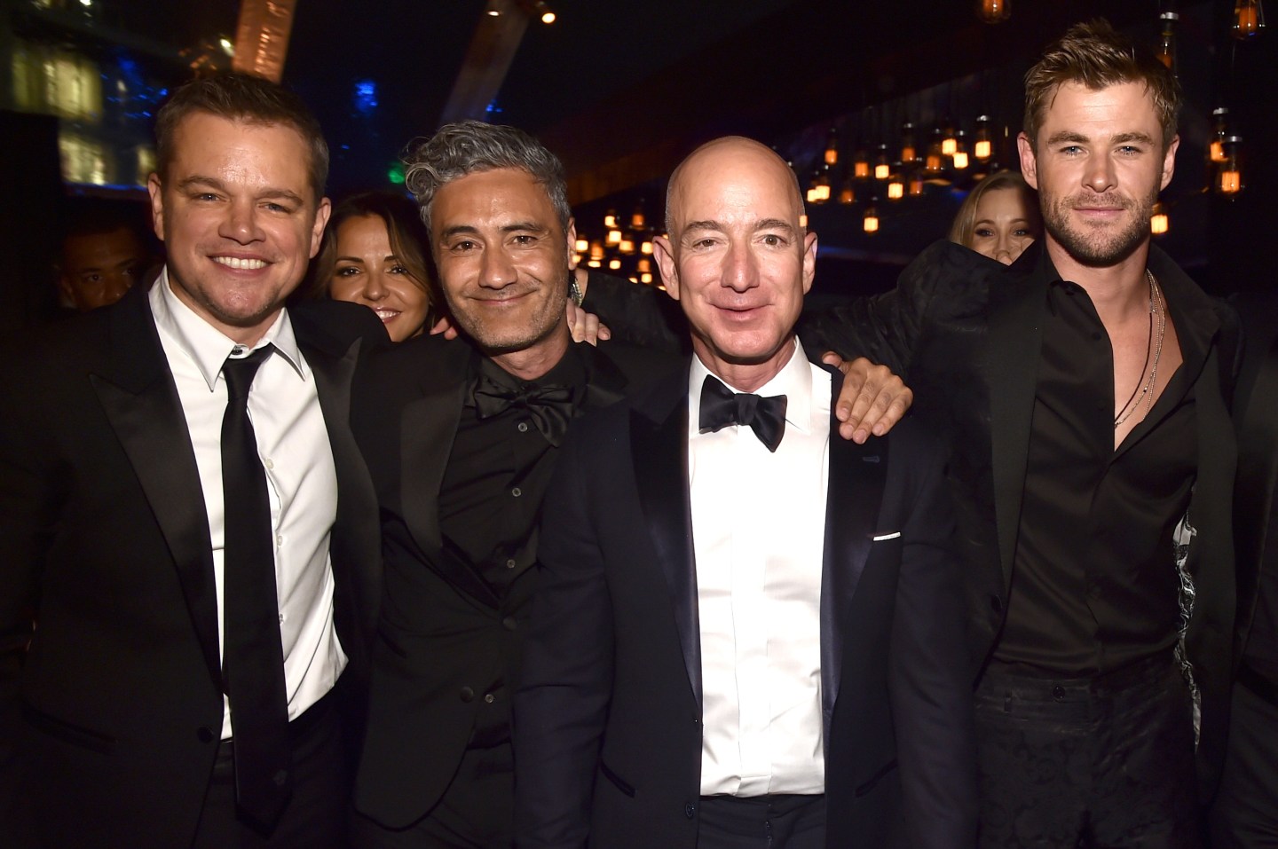 Celebrities with Jeff Bezos at the golden globes.