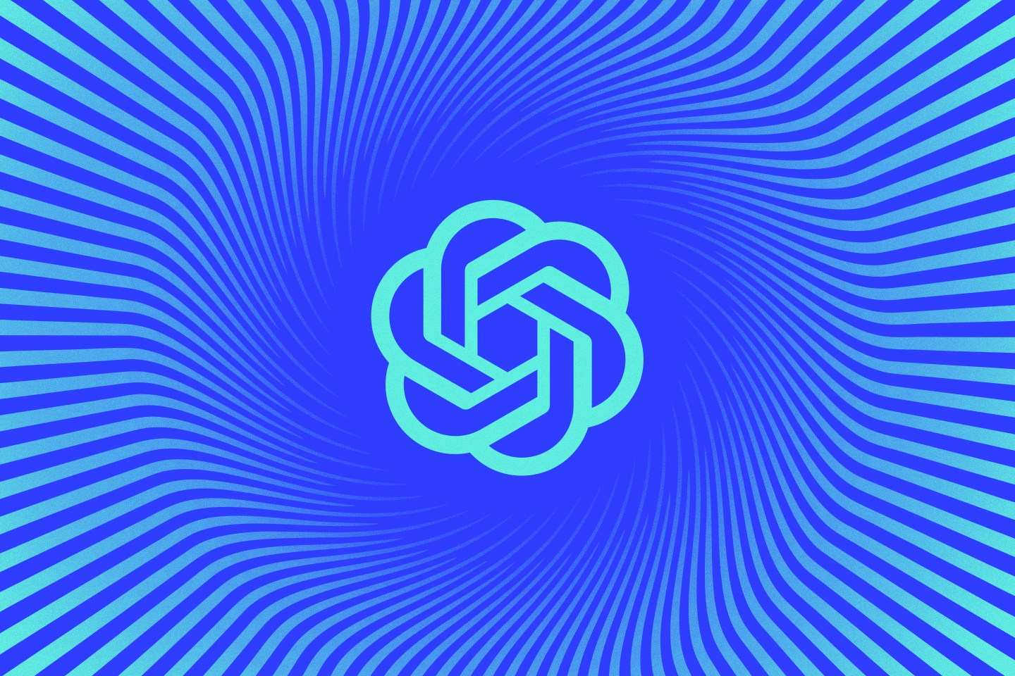 OpenAI logo colored in blue with blue lines