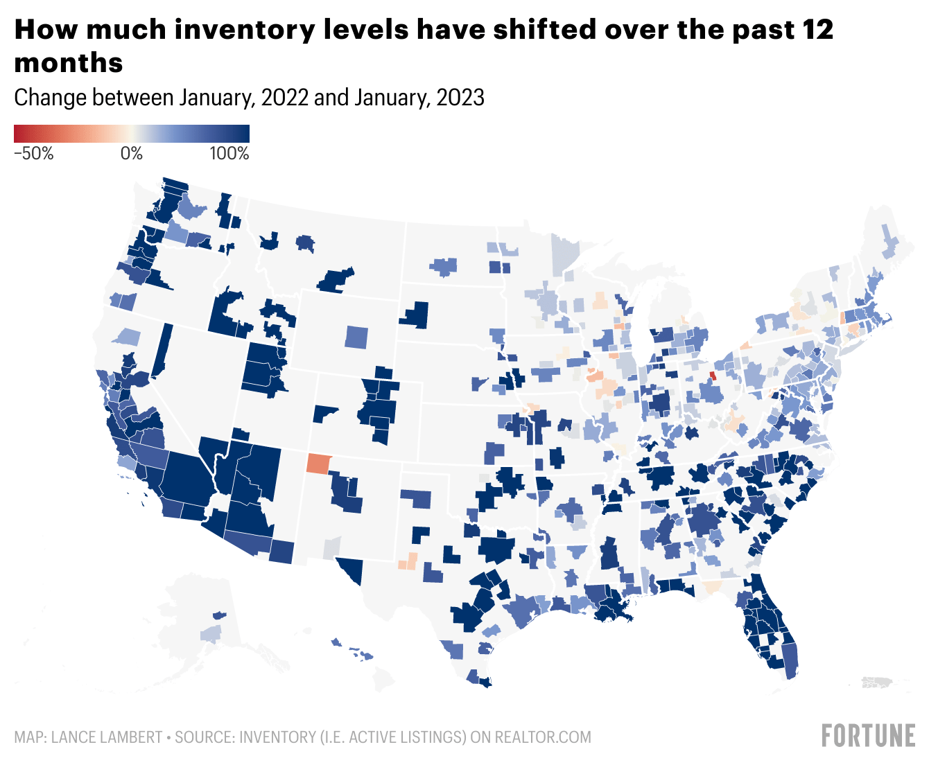 These 2 maps show the inventory situation in America’s 400 largest housing markets