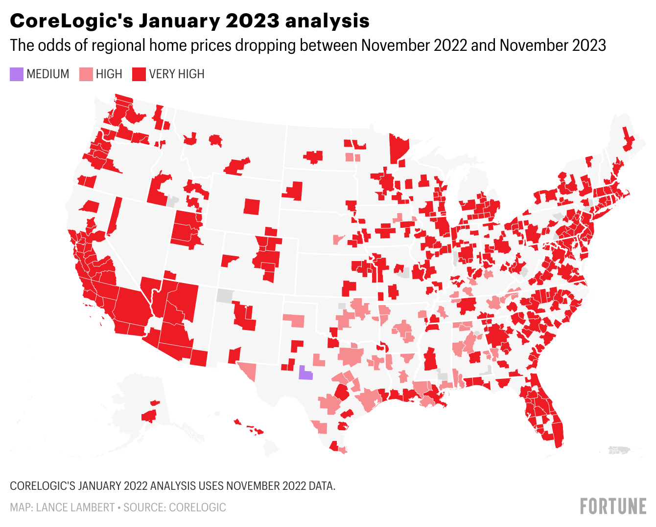CoreLogic updates its home price risk assessment for 392 U.S. housing markets