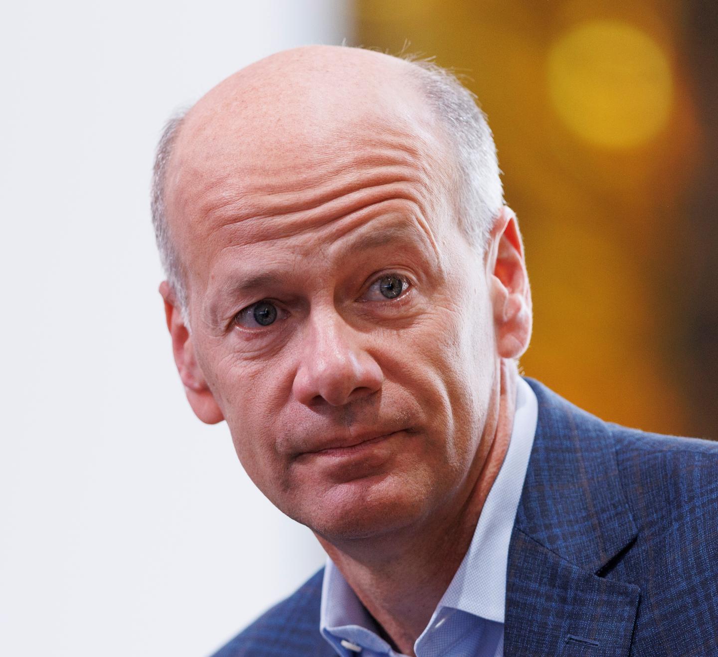 Greg Becker, President and CEO of SVB, speaks at the 2022 Milken Institute Global Conference in Beverly Hills, California on May 3, 2022.