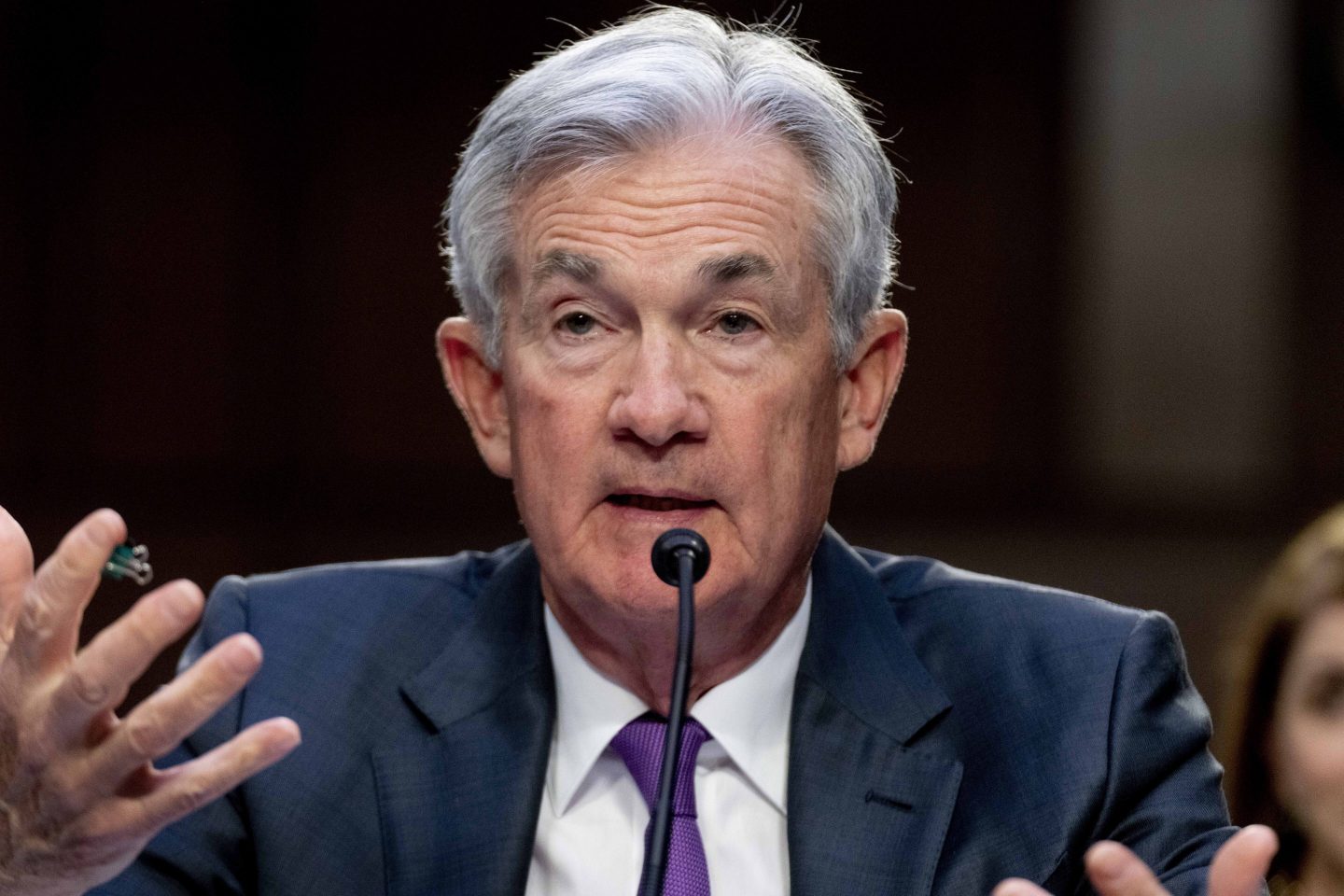 Federal Reserve Chairman Jerome Powell testifies during a Senate Banking Committee hearing on Capitol Hill in Washington, Tuesday, March 7, 2023.