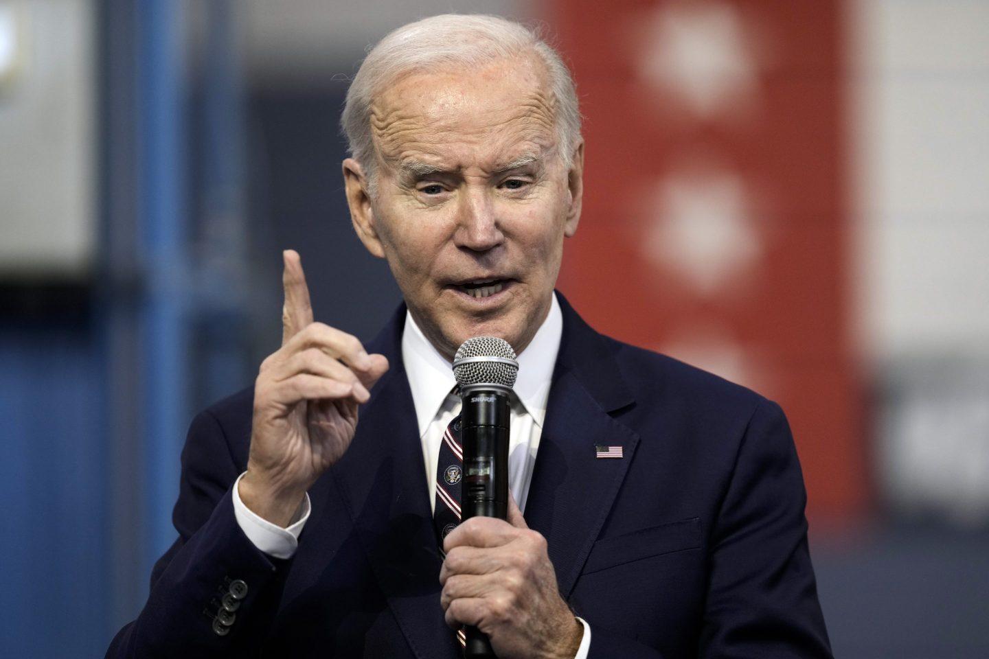 President Joe Biden speaks about his 2024 proposed budget at the Finishing Trades Institute, on March 9, 2023, in Philadelphia.