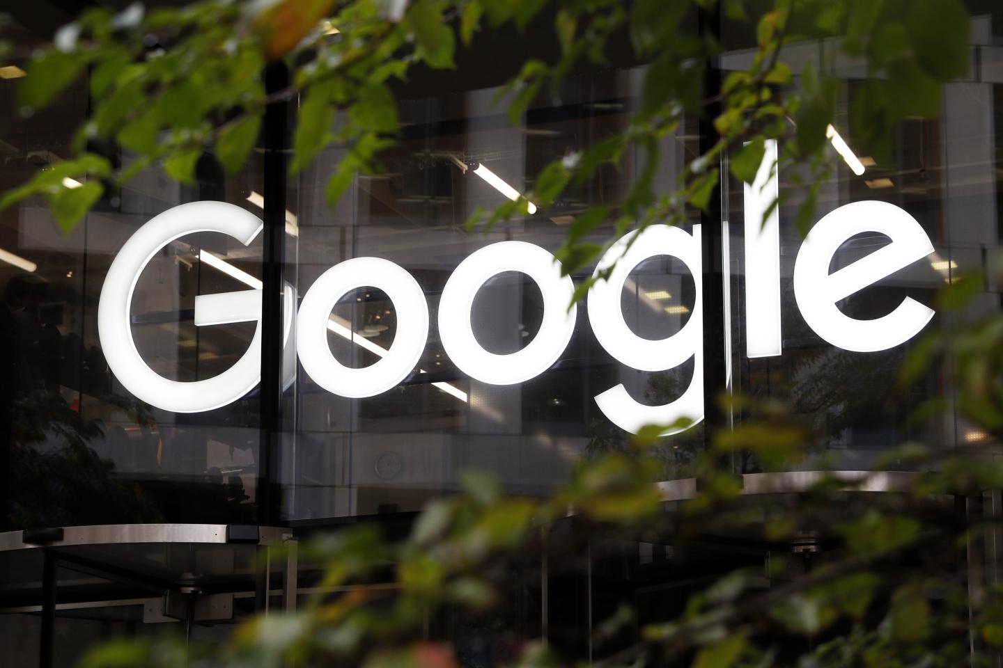 The Google logo is displayed at their offices on Nov. 1, 2018, in Granary Square, in London.