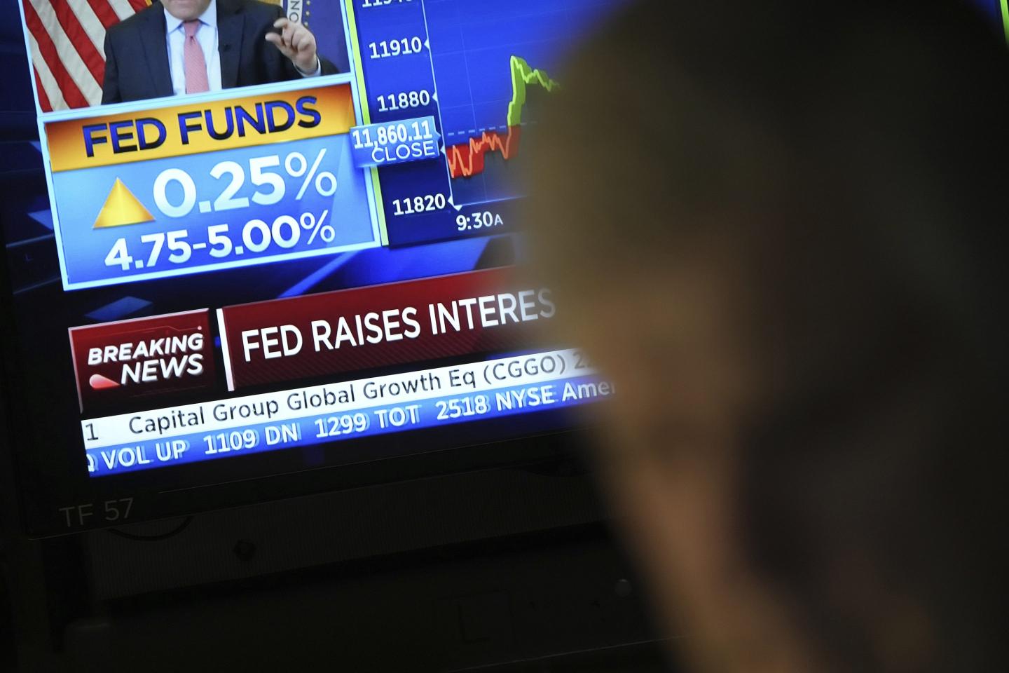 Treasury yields fall and major stock indexes rise on Fed rate hike announcement