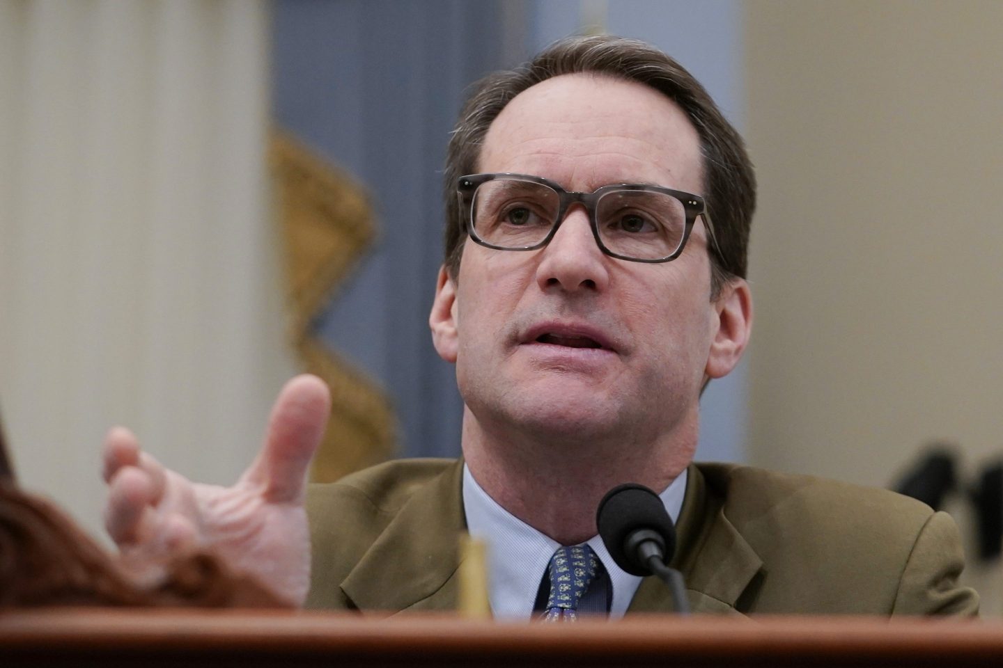 House Select Committee on Intelligence ranking member Rep. Jim Himes, D-Conn speaks during the committee's annual open hearing on worldwide threats, at the Capitol in Washington, March 9, 2023.