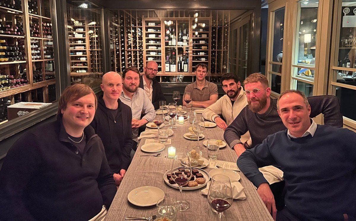Crypto executives at a dinner