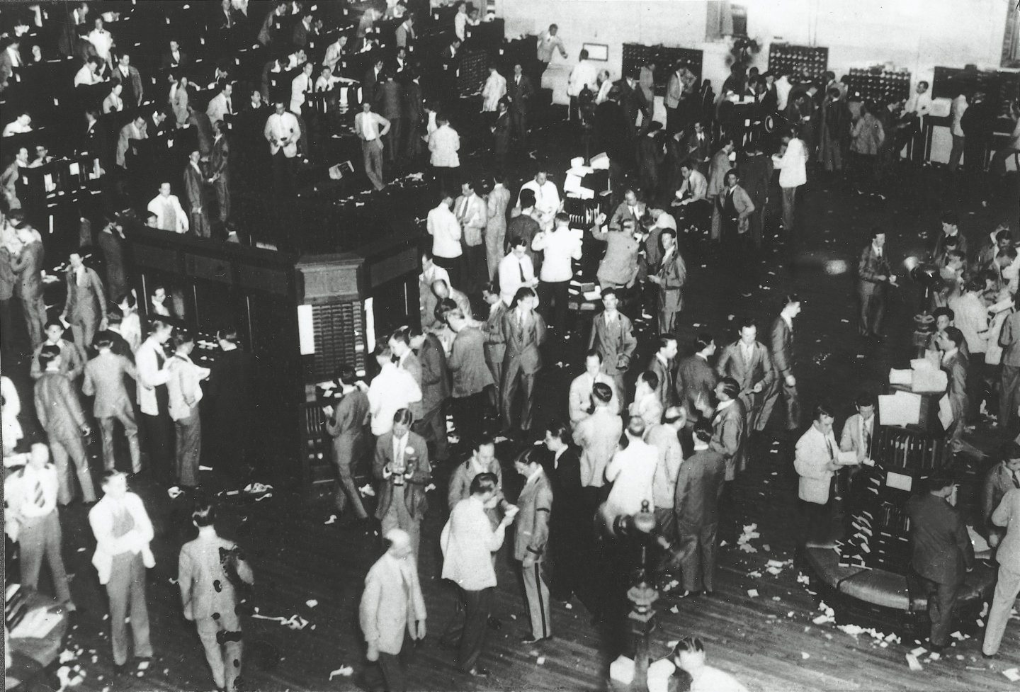 The trading floor of the New York Stock Exchange on the day of the Wall Street crash, October 29, 1929.