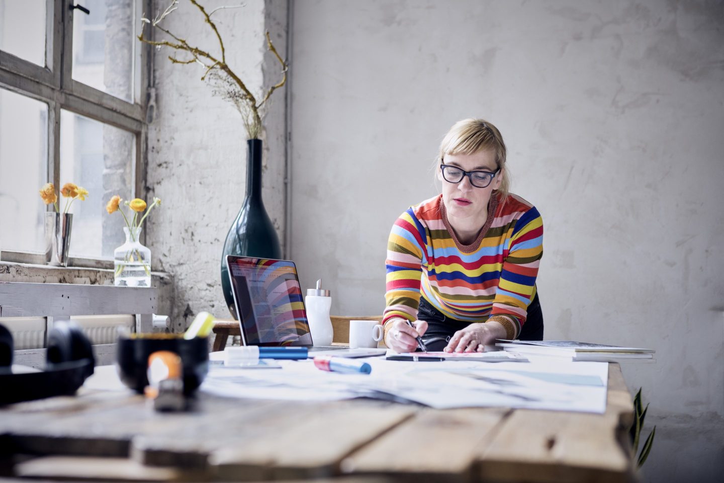 woman working at desk