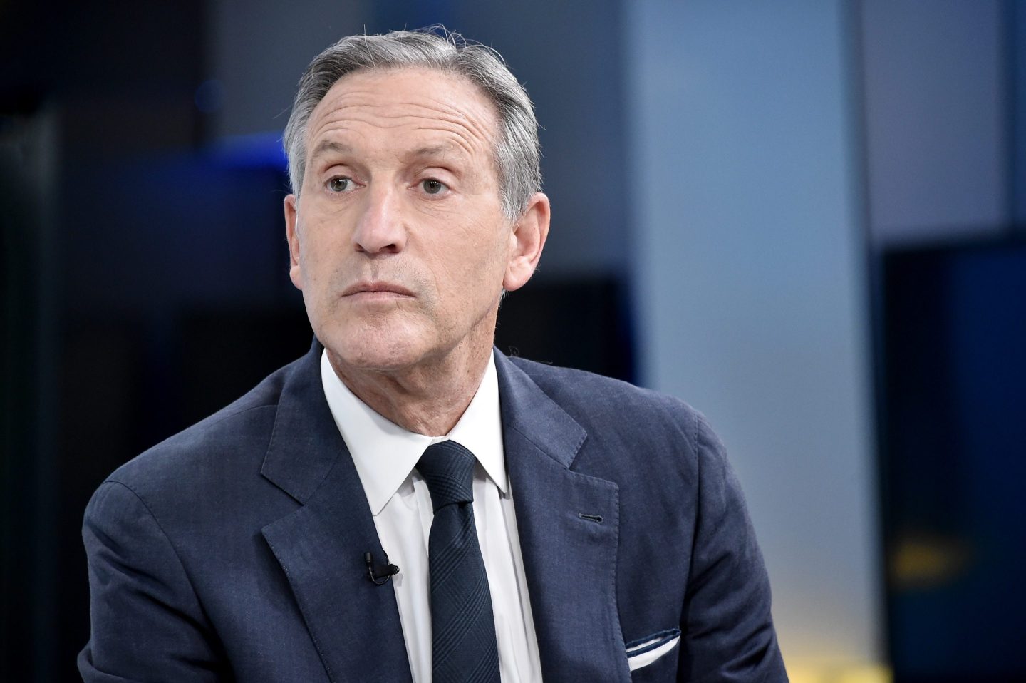 Former chairman and CEO of Starbucks, and United States 2020 presidential candidate Howard Schultz visits Fox & Friends at Fox News Channel Studios on April 2, 2019 in New York City.