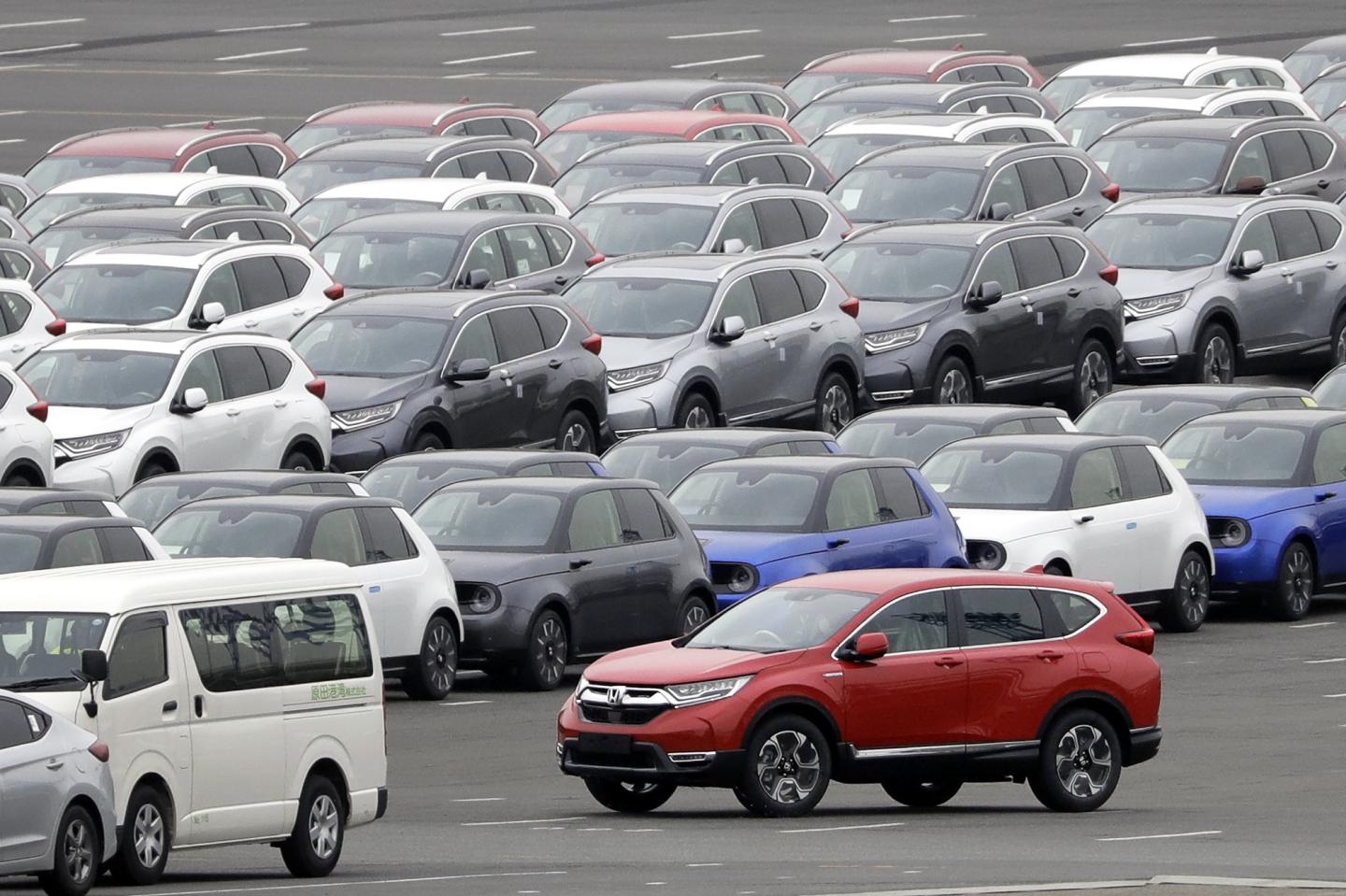 Honda cars awaiting shipment.