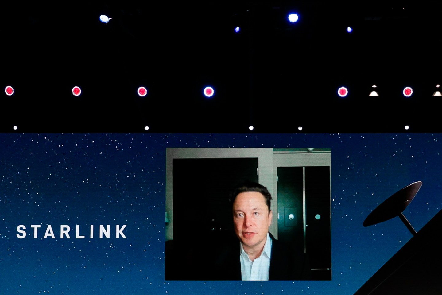 Elon Musk, the Chief Engineer of SpaceX, speaking about the Starlink project at MWC hybrid Keynote during the second day of Mobile World Congress (MWC) Barcelona, on June 29, 2021 in Barcelona, Spain.